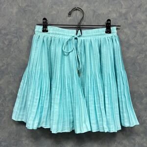 Mustard Seed Pleated Mini Skirt Skort Elastic Waist Drawstring Casual Size S